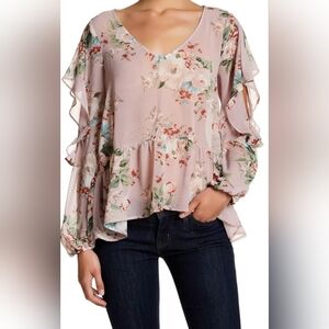 Women's Halogen Pink Ruffle Cold Shoulder Top Size‎ 2X